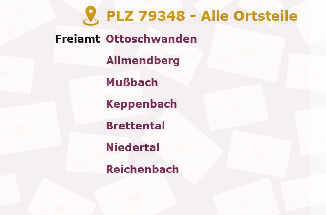 Postleitzahl 79348 Baden-Württemberg - Alle Orte und Ortsteile