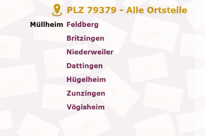 Postleitzahl 79379 Müllheim, Baden-Württemberg - Alle Orte und Ortsteile