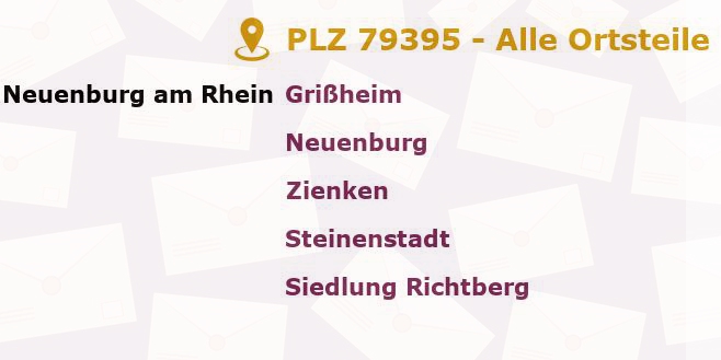 Postleitzahl 79395 Neuenburg am Rhein, Baden-Württemberg - Alle Orte und Ortsteile