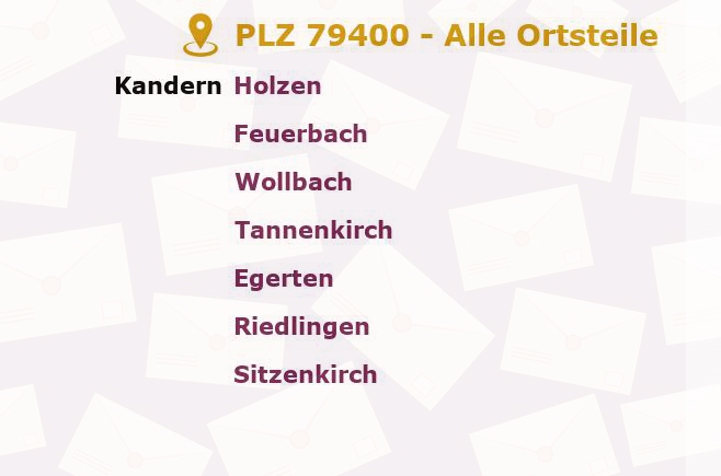 Postleitzahl 79400 Kandern, Baden-Württemberg - Alle Orte und Ortsteile