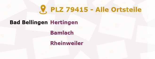 Postleitzahl 79415 Bad Bellingen, Baden-Württemberg - Alle Orte und Ortsteile