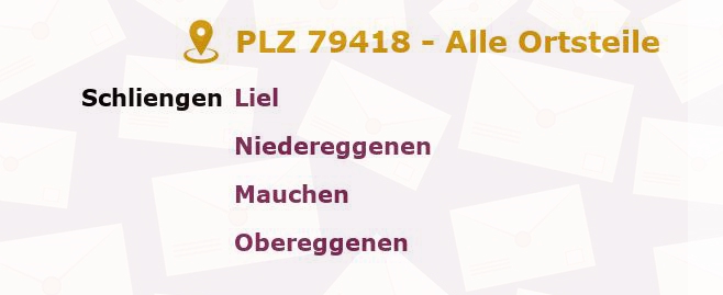 Postleitzahl 79418 Schliengen, Baden-Württemberg - Alle Orte und Ortsteile