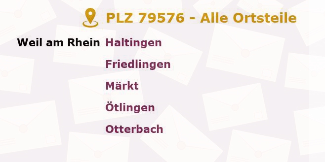 Postleitzahl 79576 Weil am Rhein, Baden-Württemberg - Alle Orte und Ortsteile