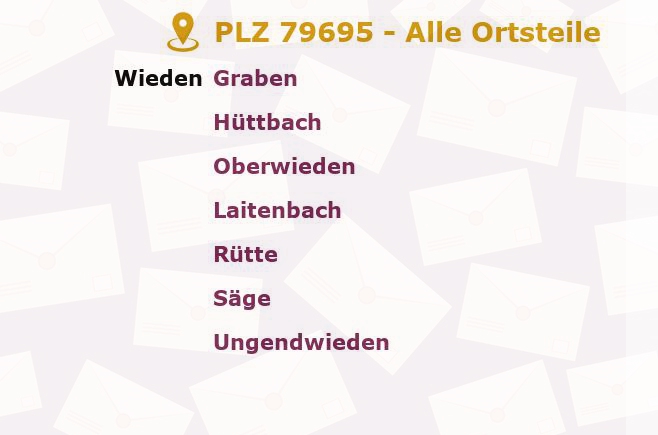 Postleitzahl 79695 Wieden, Baden-Württemberg - Alle Orte und Ortsteile