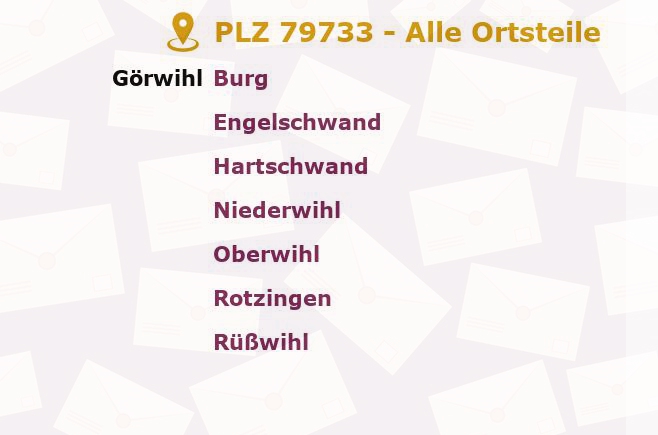 Postleitzahl 79733 Görwihl, Baden-Württemberg - Alle Orte und Ortsteile