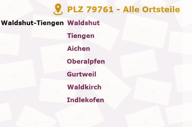 Postleitzahl 79761 Waldshut-Tiengen, Baden-Württemberg - Alle Orte und Ortsteile