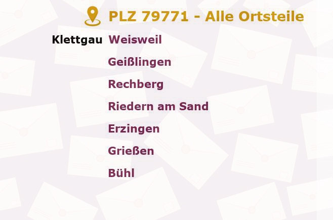 Postleitzahl 79771 Baden-Württemberg - Alle Orte und Ortsteile
