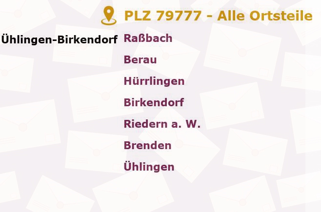 Postleitzahl 79777 Ühlingen-Birkendorf, Baden-Württemberg - Alle Orte und Ortsteile