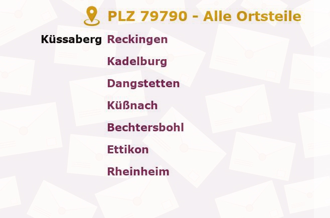 Postleitzahl 79790 Baden-Württemberg - Alle Orte und Ortsteile