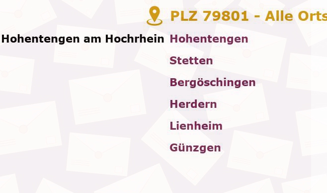 Postleitzahl 79801 Hohentengen am Hochrhein, Baden-Württemberg - Alle Orte und Ortsteile