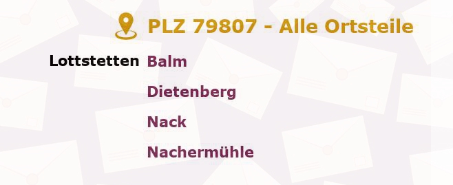 Postleitzahl 79807 Lottstetten, Baden-Württemberg - Alle Orte und Ortsteile