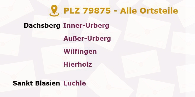 Postleitzahl 79875 Dachsberg, Baden-Württemberg - Alle Orte und Ortsteile