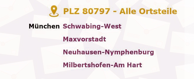 Postleitzahl 80797 München, Bayern - Alle Orte und Ortsteile