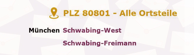 Postleitzahl 80801 München, Bayern - Alle Orte und Ortsteile