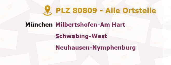 Postleitzahl 80809 Milbertshofen-Am Hart, Bayern - Alle Orte und Ortsteile