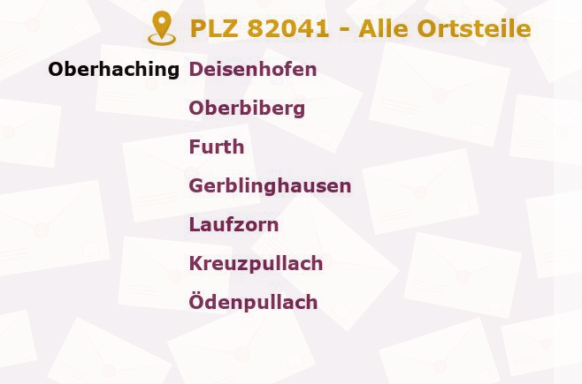 Postleitzahl 82041 Oberhaching, Bayern - Alle Orte und Ortsteile