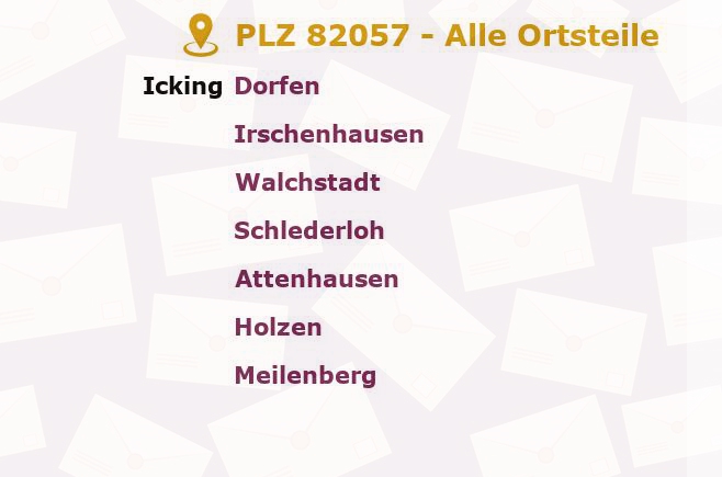 Postleitzahl 82057 Icking, Bayern - Alle Orte und Ortsteile