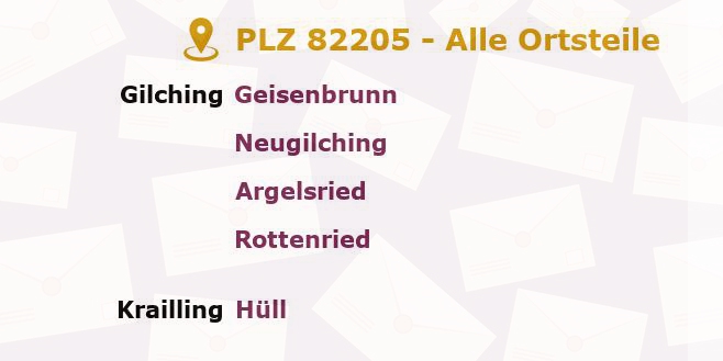 Postleitzahl 82205 Gilching, Bayern - Alle Orte und Ortsteile