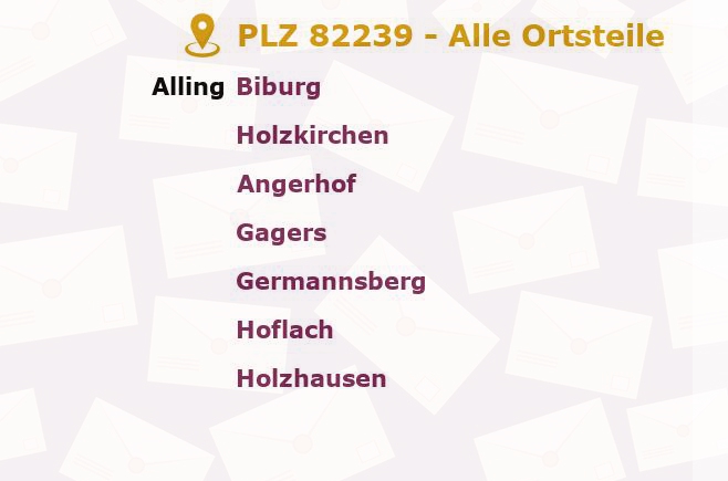 Postleitzahl 82239 Alling, Bayern - Alle Orte und Ortsteile