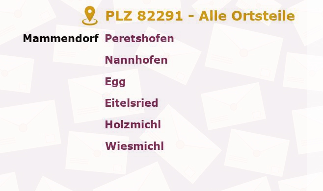 Postleitzahl 82291 Mammendorf, Bayern - Alle Orte und Ortsteile