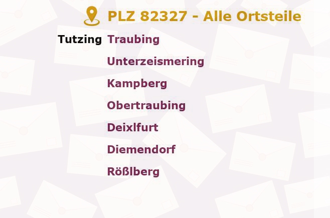 Postleitzahl 82327 Tutzing, Bayern - Alle Orte und Ortsteile