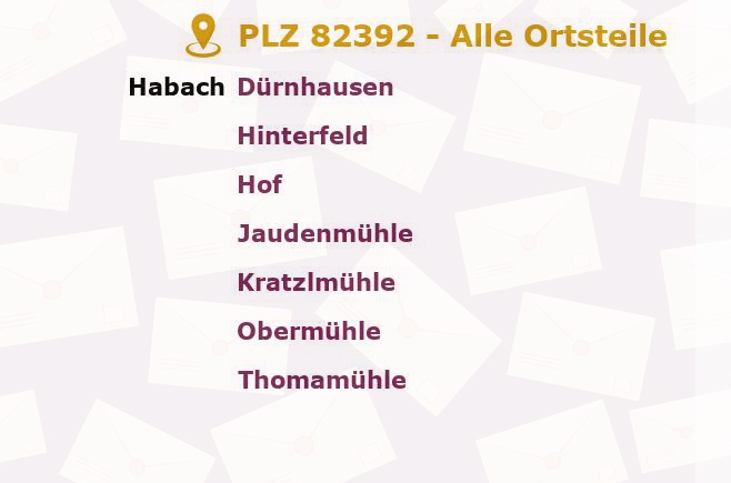 Postleitzahl 82392 Habach, Bayern - Alle Orte und Ortsteile