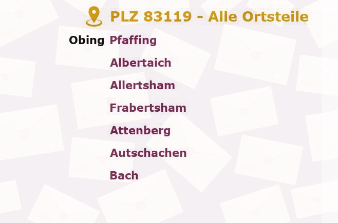 Postleitzahl 83119 Obing, Bayern - Alle Orte und Ortsteile