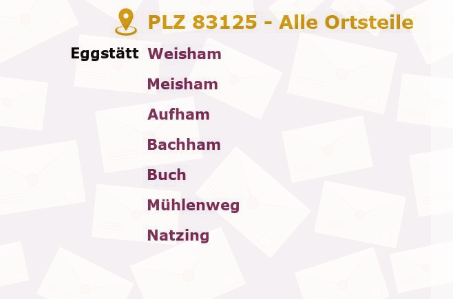 Postleitzahl 83125 Eggstätt, Bayern - Alle Orte und Ortsteile