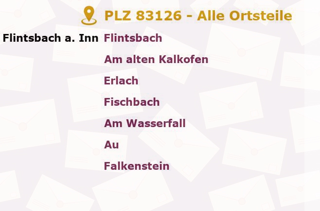 Postleitzahl 83126 Flintsbach, Bayern - Alle Orte und Ortsteile