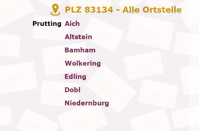 Postleitzahl 83134 Prutting, Bayern - Alle Orte und Ortsteile