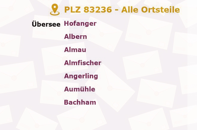 Postleitzahl 83236 Übersee, Bayern - Alle Orte und Ortsteile