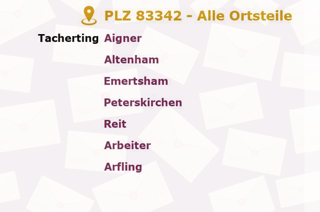 Postleitzahl 83342 Tacherting, Bayern - Alle Orte und Ortsteile