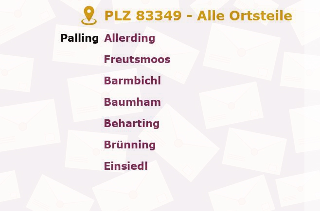 Postleitzahl 83349 Palling, Bayern - Alle Orte und Ortsteile