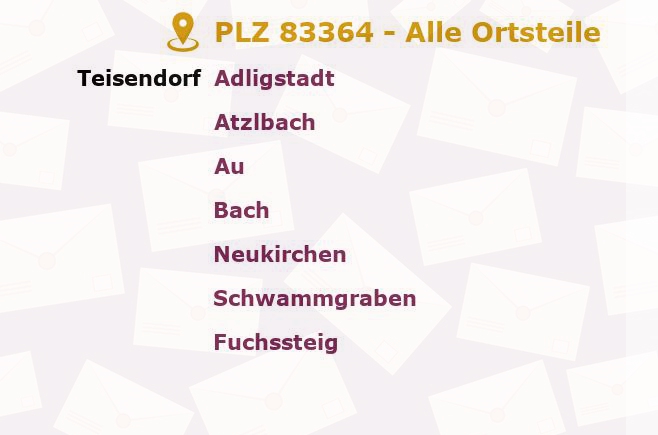 Postleitzahl 83364 Bayern - Alle Orte und Ortsteile