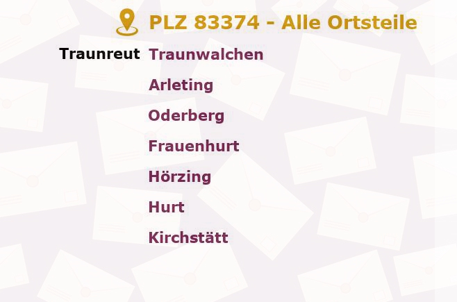 Postleitzahl 83374 Bayern - Alle Orte und Ortsteile