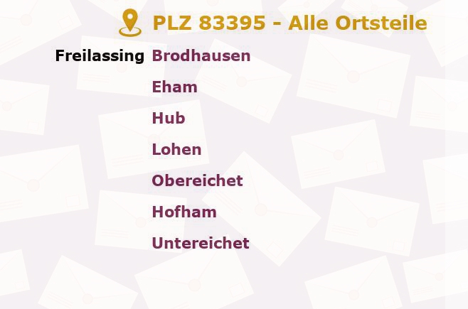 Postleitzahl 83395 Freilassing, Bayern - Alle Orte und Ortsteile