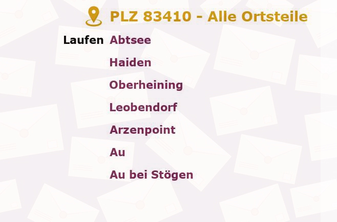 Postleitzahl 83410 Laufen, Bayern - Alle Orte und Ortsteile