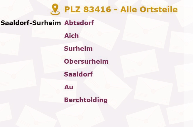 Postleitzahl 83416 Bayern - Alle Orte und Ortsteile