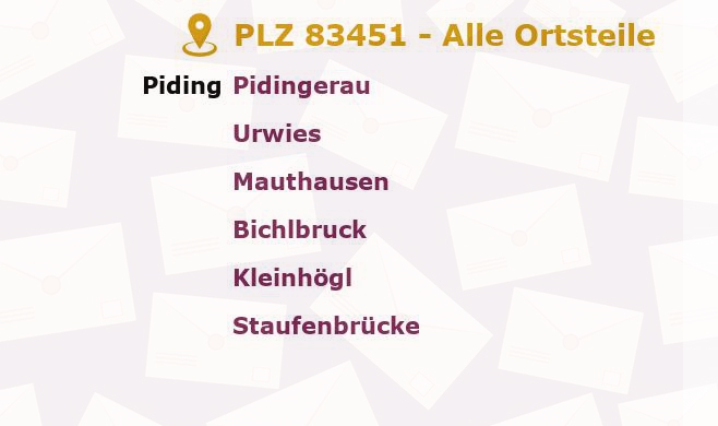 Postleitzahl 83451 Piding, Bayern - Alle Orte und Ortsteile