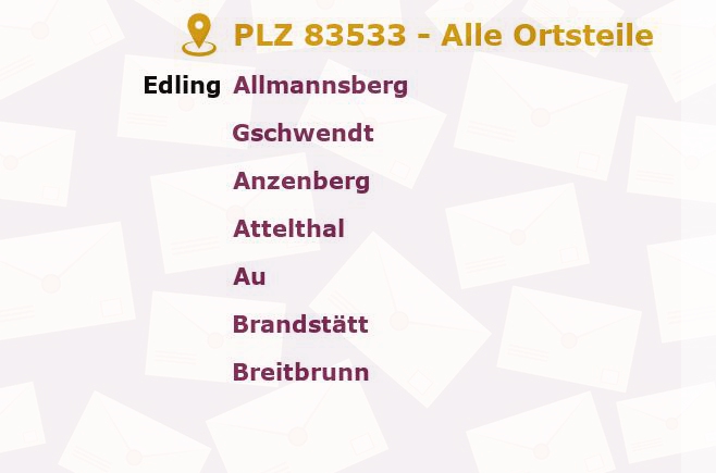 Postleitzahl 83533 Bayern - Alle Orte und Ortsteile