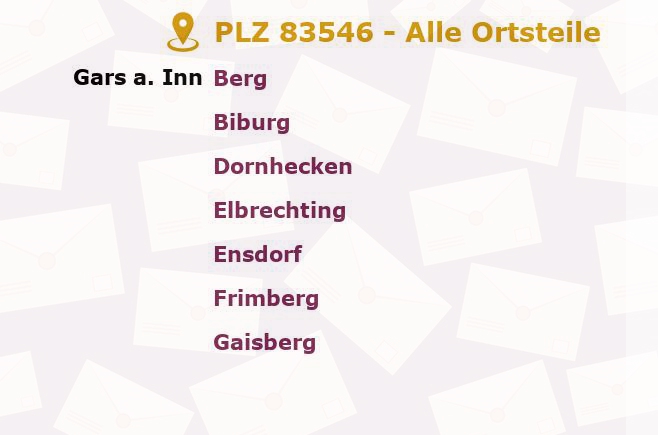 Postleitzahl 83546 Bayern - Alle Orte und Ortsteile