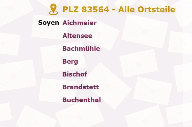 Postleitzahl 83564 Soyen, Bayern - Alle Orte und Ortsteile