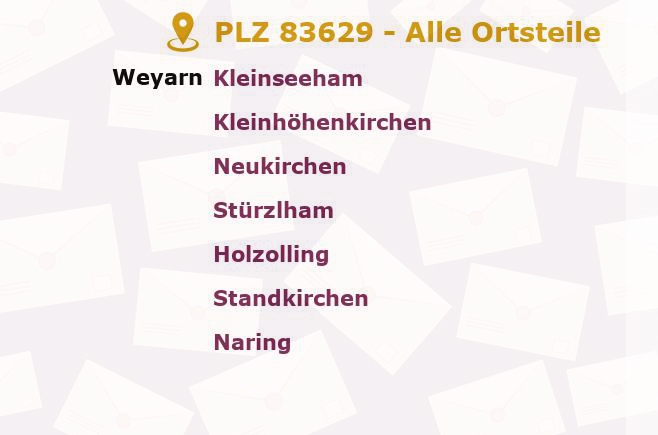 Postleitzahl 83629 Weyarn, Bayern - Alle Orte und Ortsteile