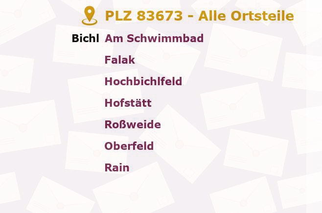 Postleitzahl 83673 Bichl, Bayern - Alle Orte und Ortsteile