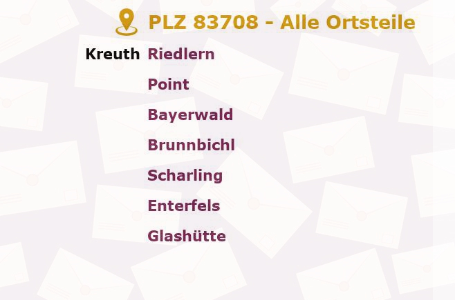 Postleitzahl 83708 Kreuth, Bayern - Alle Orte und Ortsteile