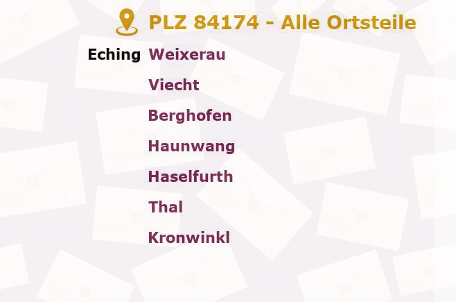 Postleitzahl 84174 Bayern - Alle Orte und Ortsteile