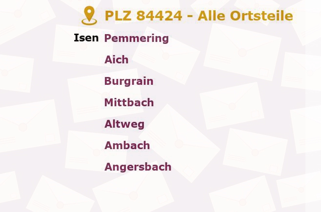 Postleitzahl 84424 Isen, Bayern - Alle Orte und Ortsteile