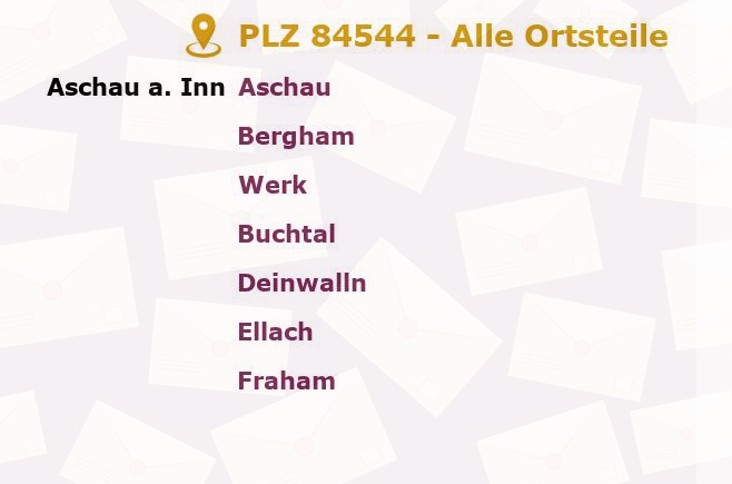 Postleitzahl 84544 Aschau am Inn, Bayern - Alle Orte und Ortsteile