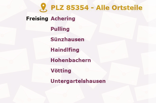 Postleitzahl 85354 Freising, Bayern - Alle Orte und Ortsteile