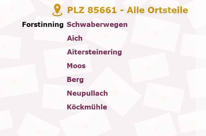 Postleitzahl 85661 Forstinning, Bayern - Alle Orte und Ortsteile